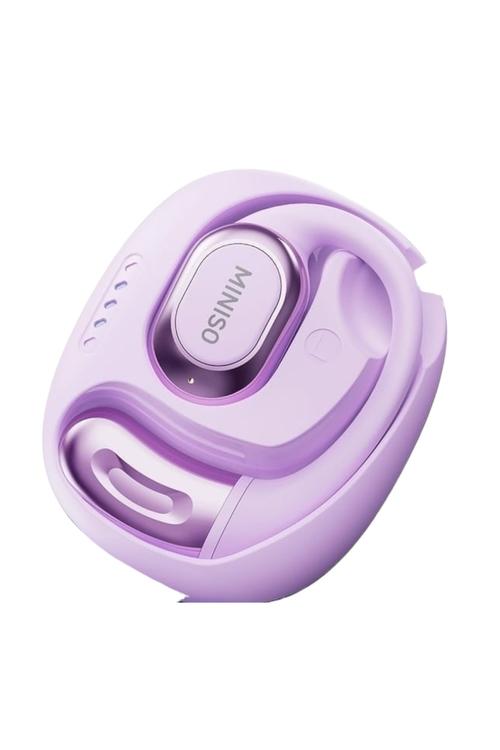 Refurbished Miniso Wireless Earbuds Compact Bluetooth Earphones with Clear Sound Purple MS156